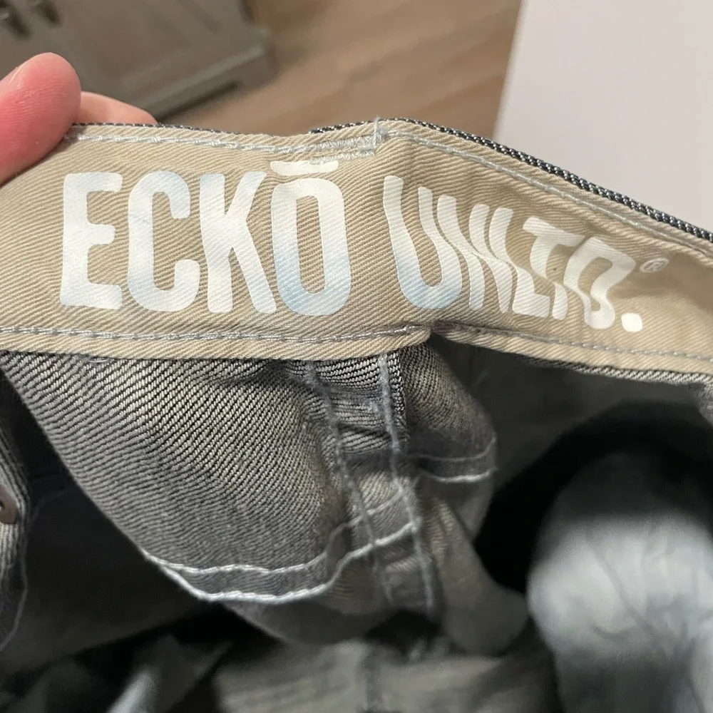 Ecko Unltd Mens Dark Wash Denim‎ Jeans Embroidered Pockets Size 36